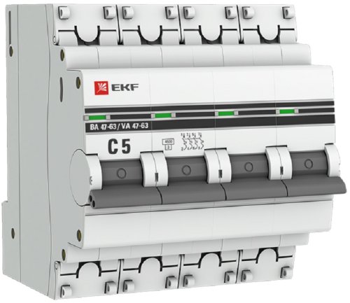 Выключатель автоматический EKF PROxima ВА47-63 4п 5А C 4.5кА фото Выключатель автоматический EKF PROxima ВА47-63 4п 5А C 4.5кА картинка